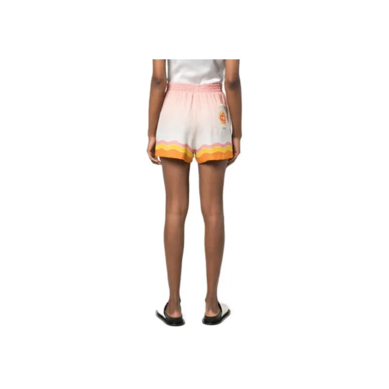 CASABLANCA Rainbow Monogram-print Silk Shorts-1