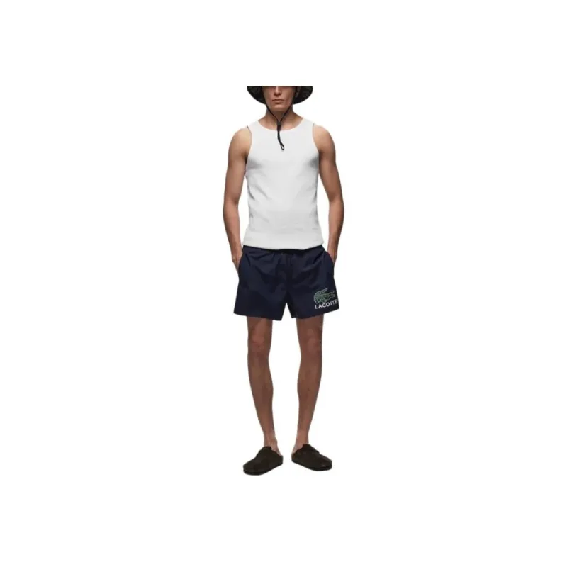LACOSTE Logo Printed Drawstring Swim Shorts-3