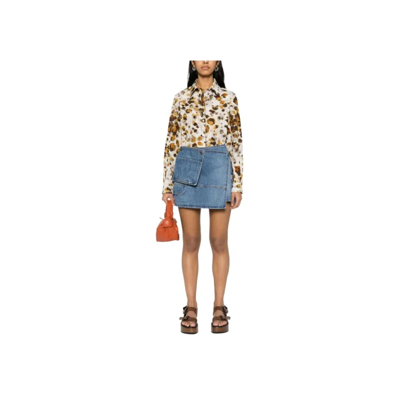 MSGM Asymmetric Denim Mini Skirt-1
