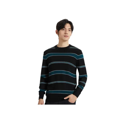 TRIES 블랙 앤 블루 남성 니트웨어