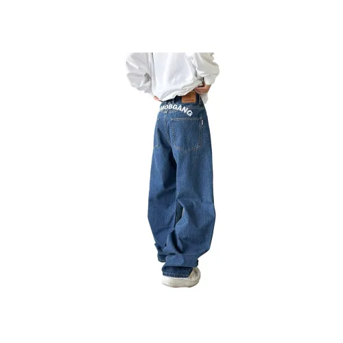 404MOB GANG 블루 남녀공용 청바지