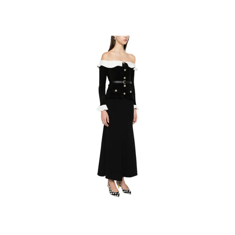 Self portrait Off shoulder Chenille Midi Dress-2