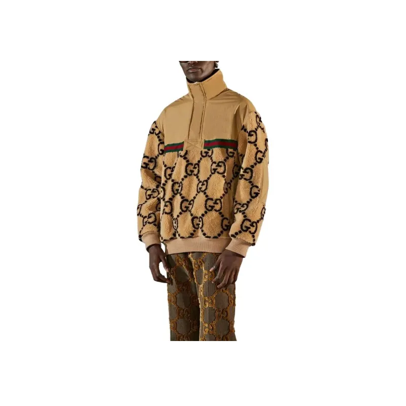 GUCCI Gg Jacquard Oversized Half Zip Wool Jacket-1