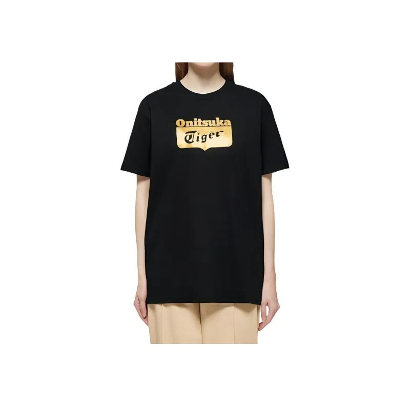 Onitsuka Tiger T Shirt Unisex Black Gold-2