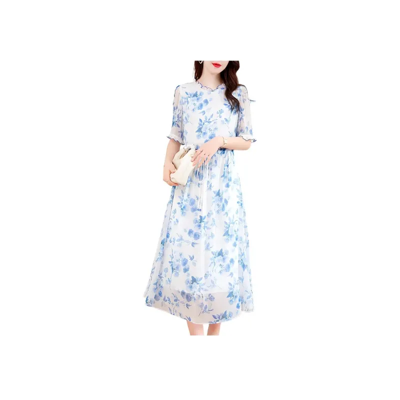 Ink Beauty Short Sleeved Dresses Women's Blue-2