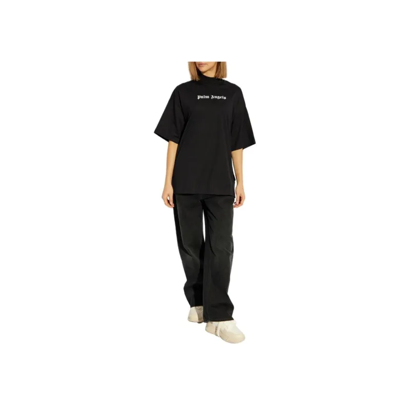 PALM ANGELS Logo Printed Mockneck T Shirt-1