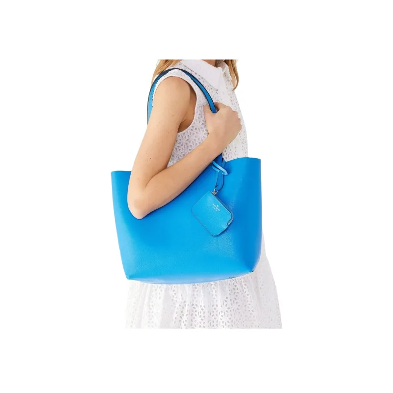 Kate Spade Leather Tote Bag Shopping Bag Handbag Large Size Women's Blue-2