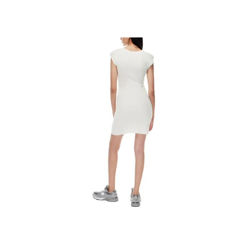 ARITZIA Wilfred Free Cut-Out Knit Mini Dress Short-Sleeved Dresses Women's Space White-3