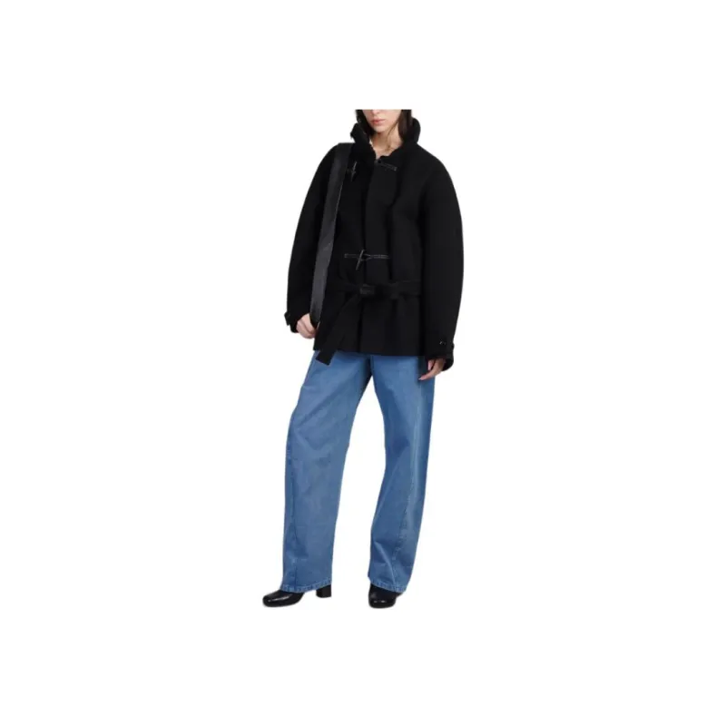 Lemaire Short Bathrobe Duffle Coat 'Black'-2
