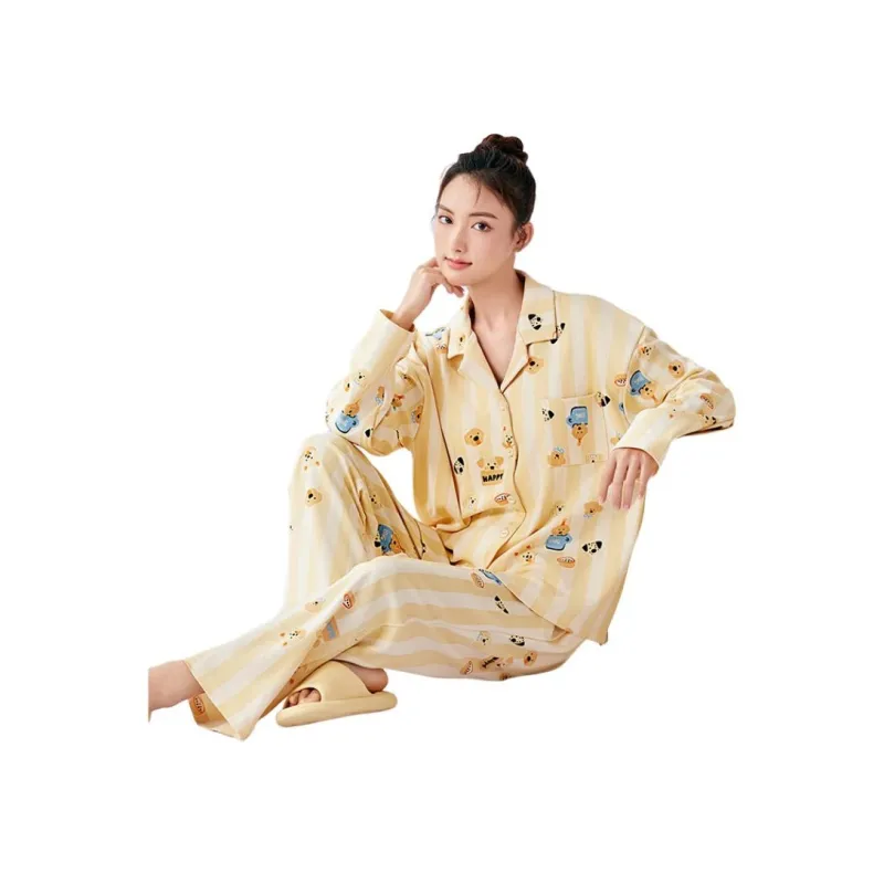 ZAO FU NIAO Pajama Set Women's Cheese Yellow-2