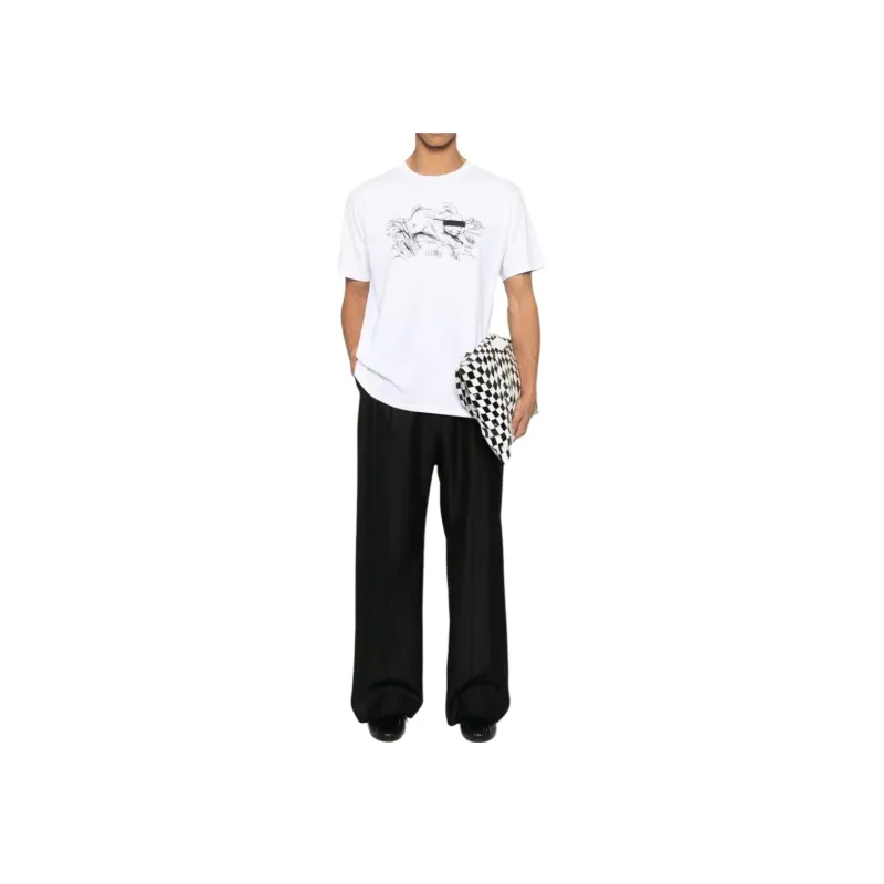MM6 Maison Margiela Illustration Printed Crew Neck T Shirt-2