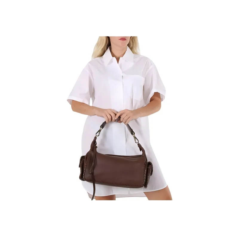 Chloe Calfskin Handbag Shoulder Bag Women's Brown-3