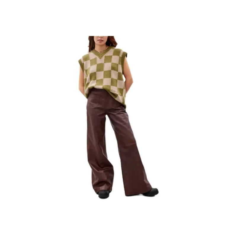 COACH Sweater Vest With Checkerboard Pattern Knitwear Unisex Beige-2