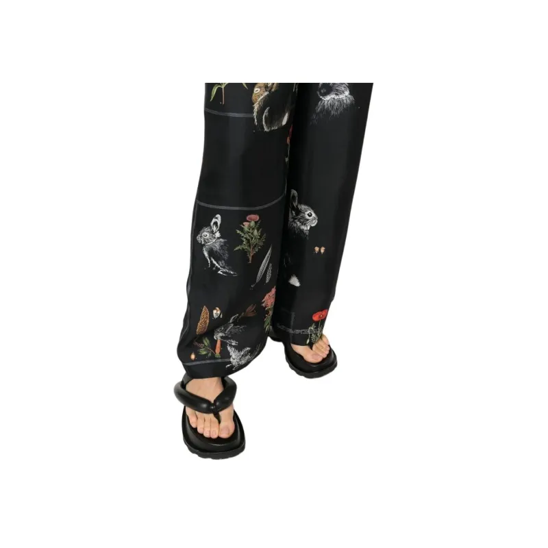 Lanvin Botanica print Wide leg Silk Trousers-2