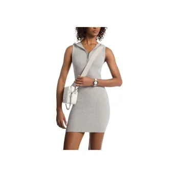 MICHAEL KORS Ribbed Stretch Viscose Hooded Dress