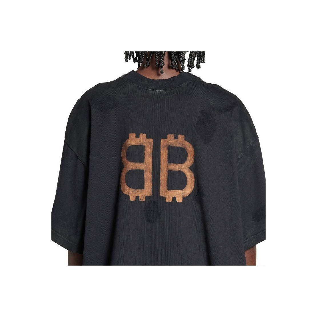 Paris Moon T-Shirt Oversized　バレンシアガ Paris Moon Upside Down T-shirt Oversized in Black Faded