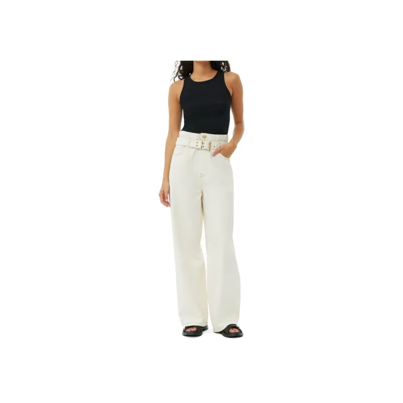 GANNI High Waist Belted Jeans-2