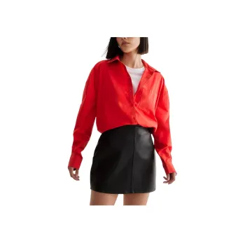 NASTY GAL Cotton Oversized Shirt Shirt Women's Red