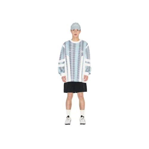 MANUFACTURE 블루와 화이트 레터링 남성 티셔츠