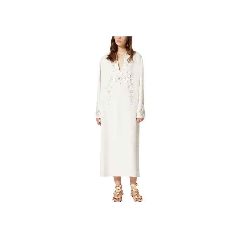 Valentino Gallo Edition Cady Couture Long-Sleeved Dresses Women's White-1
