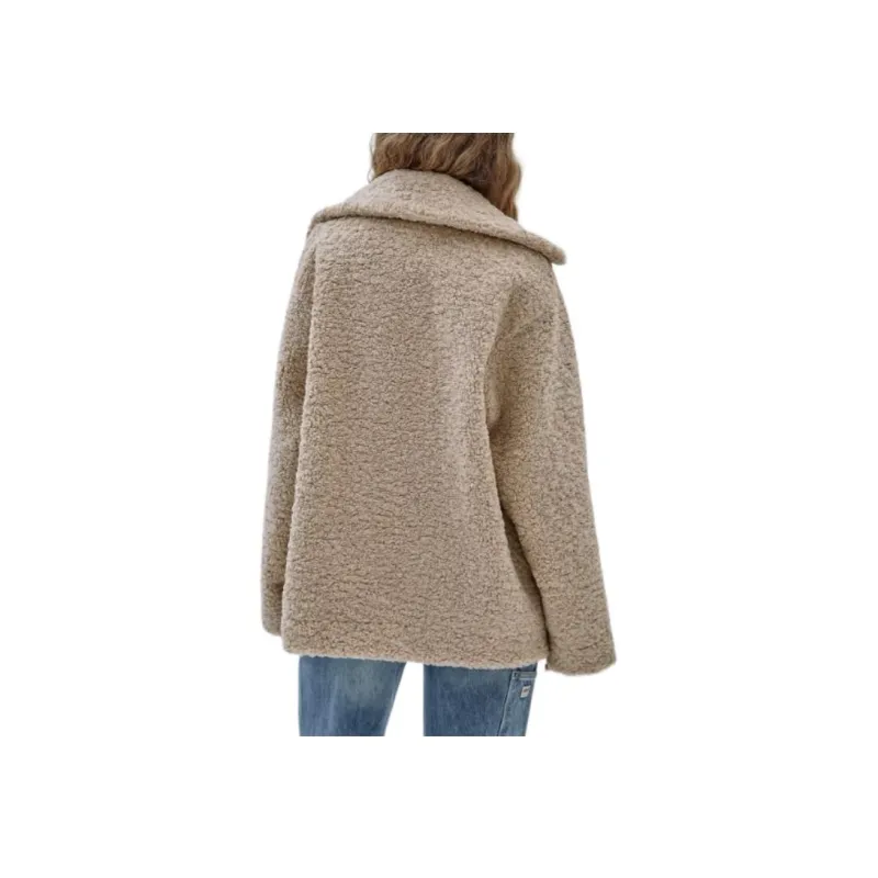 GUESS Sherpa Coat Jackets Coats Women's Beige-2