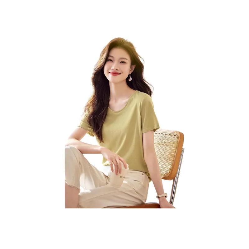 Mo Han Yi Mei T Shirt Women's Avocado Green-3