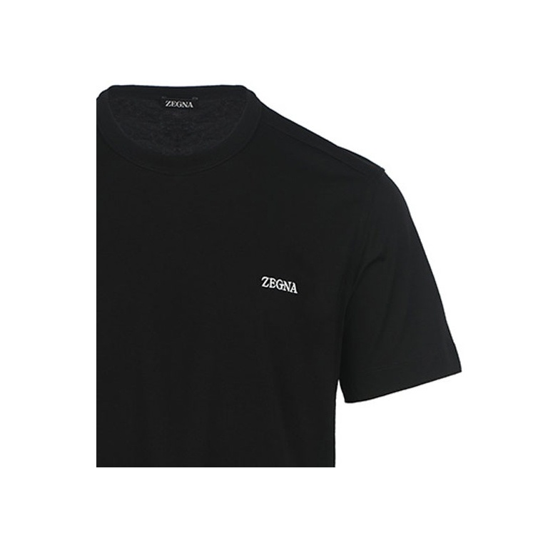 【関税&送料込】Zegna T-Shirt With Logo Zegna logo-print Cotton T-shirt | Black | FARFETCH JO