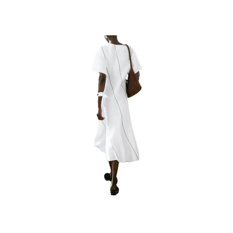 Massimo Dutti Short Sleeved Dress Women's White-2