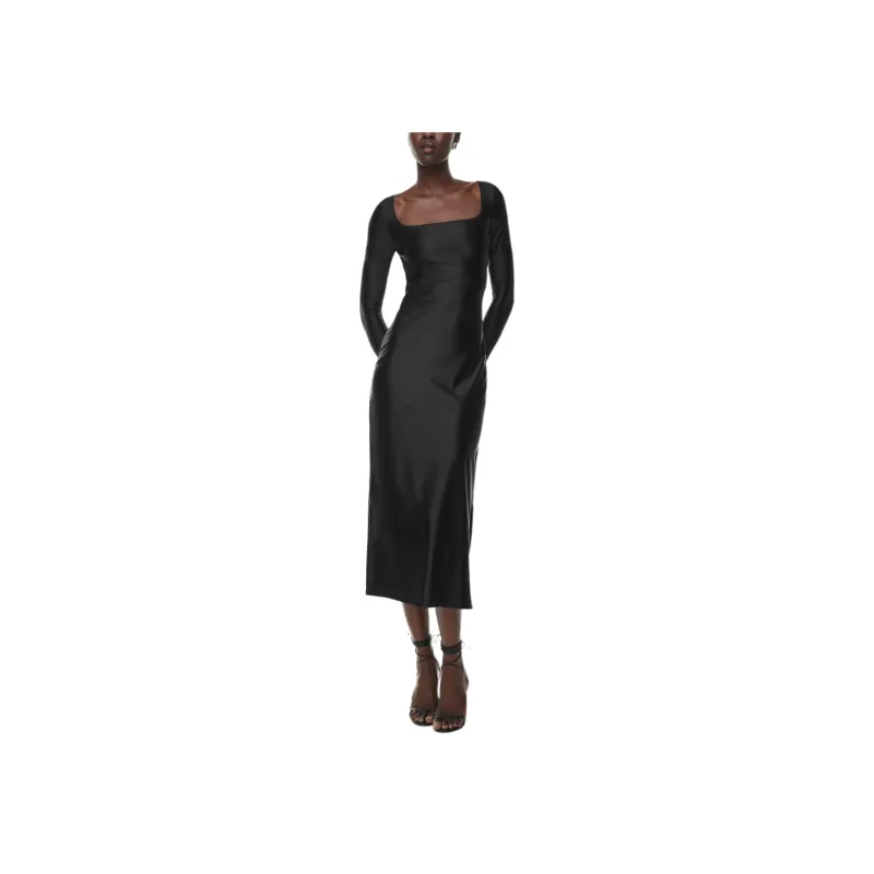 ARITZIA Ten Satinette Starlit Dress Long-Sleeved Dresses Women's BLACK/Black-2