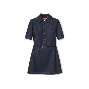 GUCCI Horsebit Detailed Denim Mini Dress