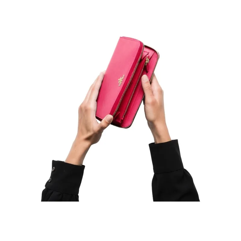 PRADA Saffiano Leather Handheld Wallet Women's Pink Peony-4