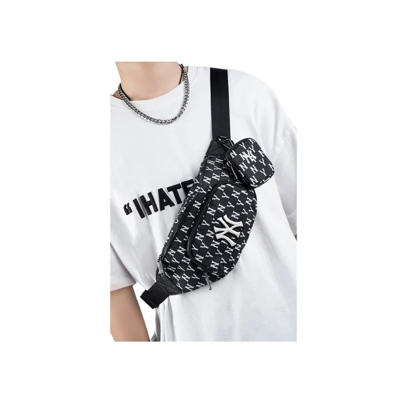 MLB Monogram Collection Polyester Combo Bag One Shoulder Crossbody Fanny Pack Regular Unisex Black-5