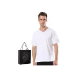 V-Neck Short-Sleeved (White) 100% cotton Skin-Friendly/Moisture-Wicking Breathable