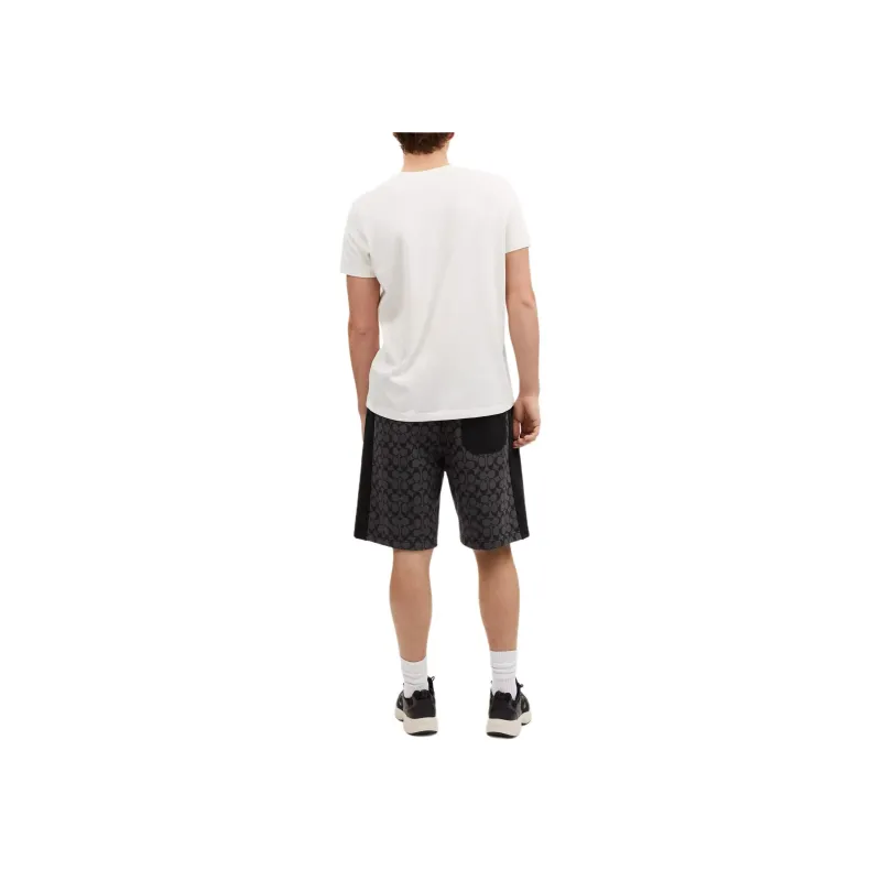 COACH Signature Men Logo Print Drawstring Straight Fit Casual Shorts Black-2
