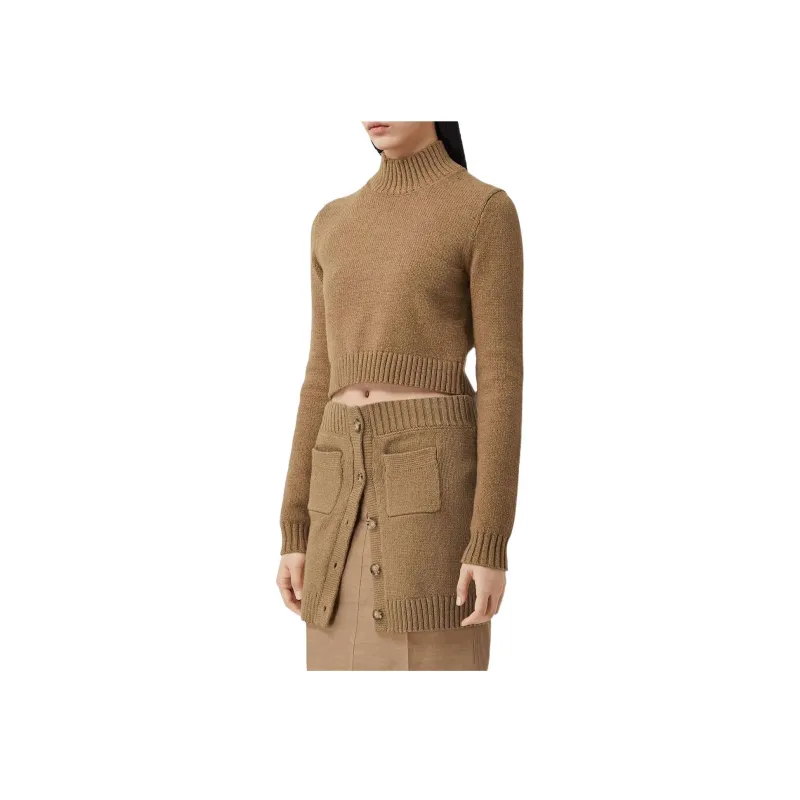 Burberry Monogram Cropped Jumper Camel-2