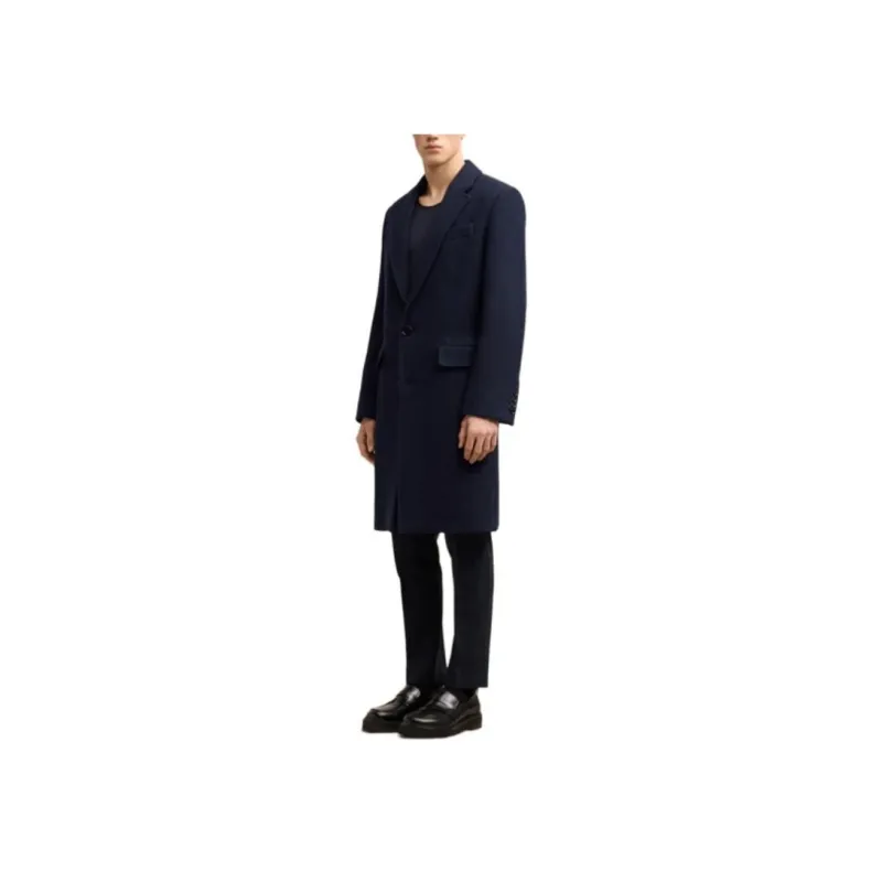 Ami Paris Single Breasted Straight Hem Coat-2