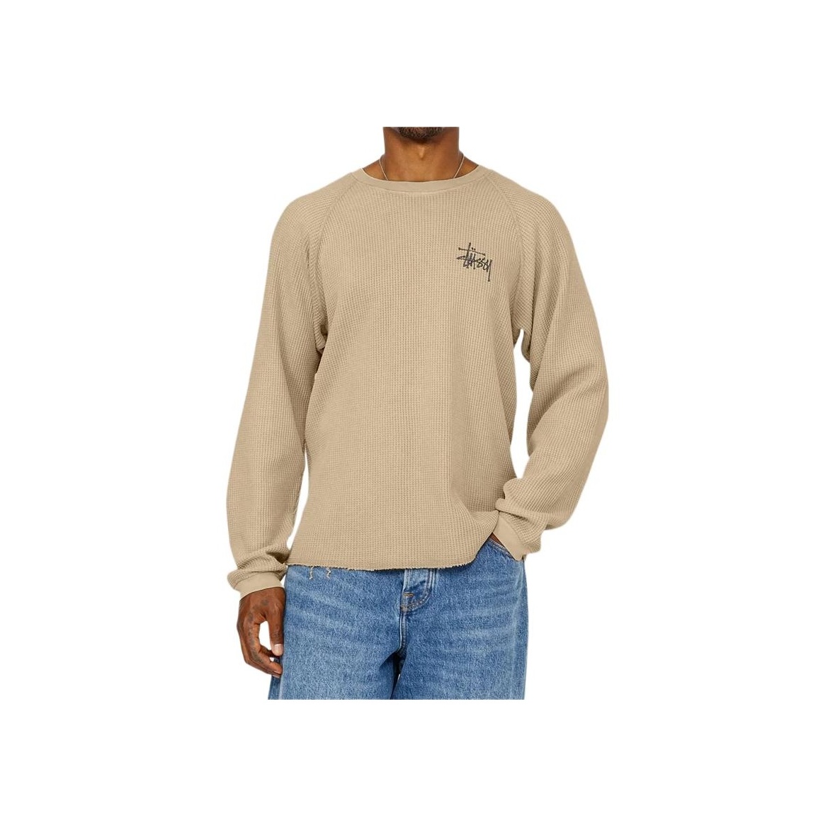 Stussy Raglan Thermal L/S Crew Sand S - POIZON
