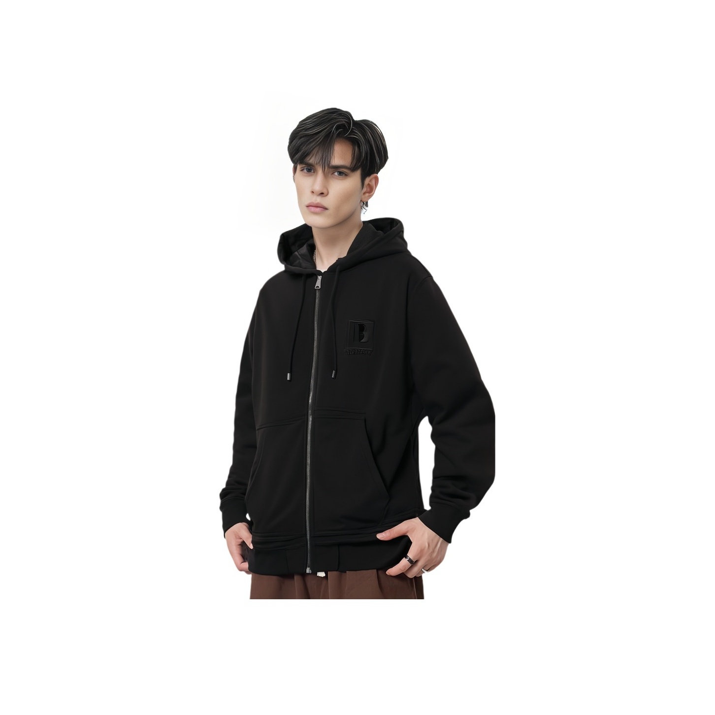 国内発 BURBERRY ロゴブラックコットンポケット長袖フーディー BURBERRY(バーバリー) 23SSANSDELLロゴプリントプルオーバー