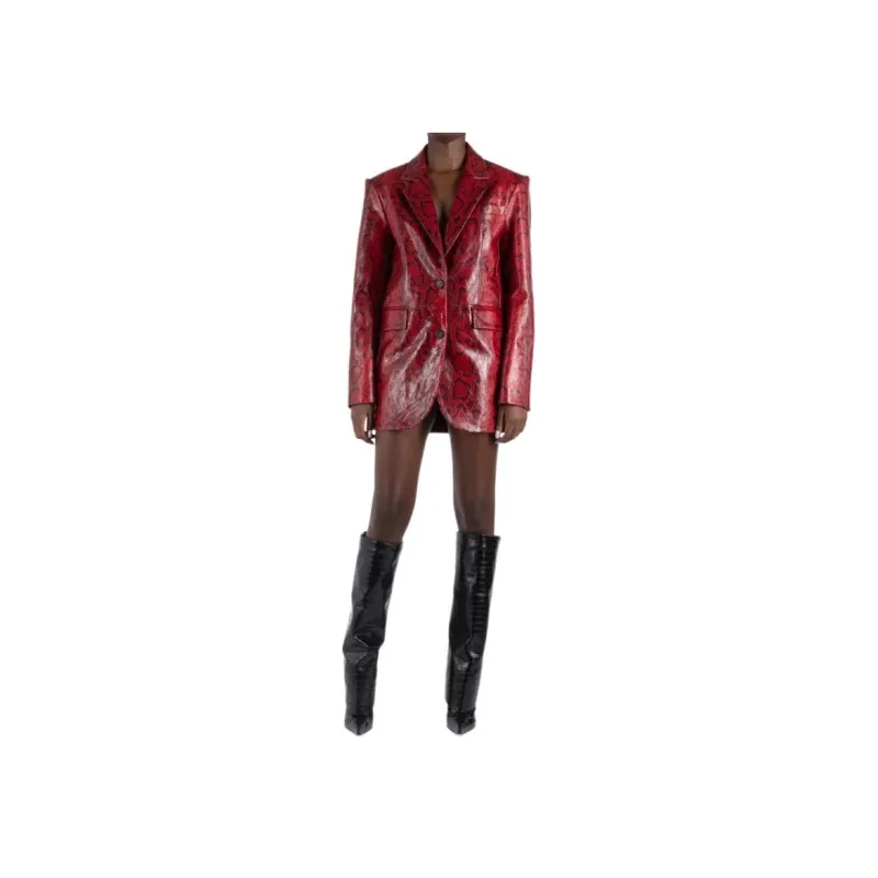 SportMax Oversized Embossed Leather Blazer-1