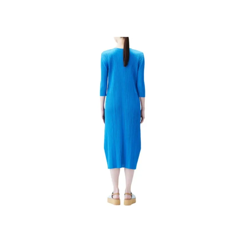 PLEATS PLEASE ISSEY MIYAKE SS24 Long-Sleeved Dresses Women's Blue Salt Color-2