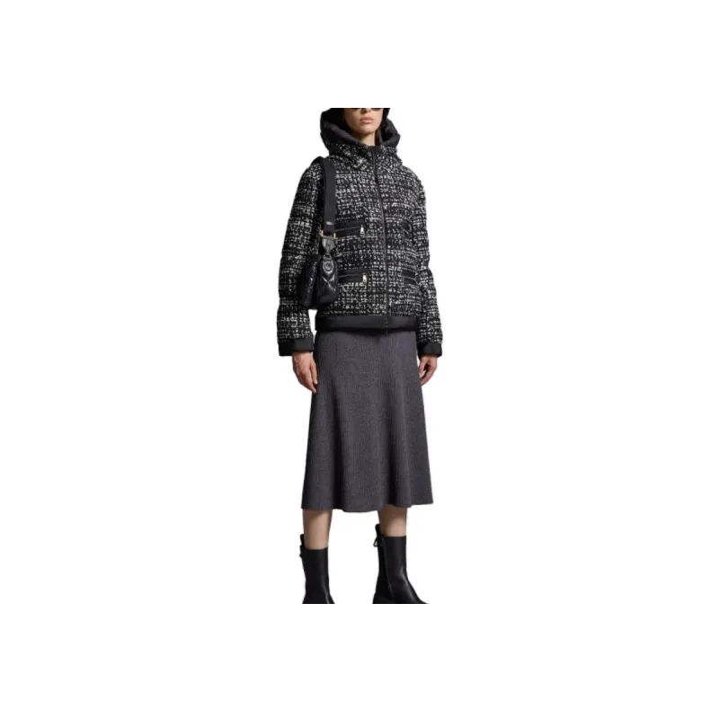 Moncler Orange Panelled Tweed Puffer Jacket-2