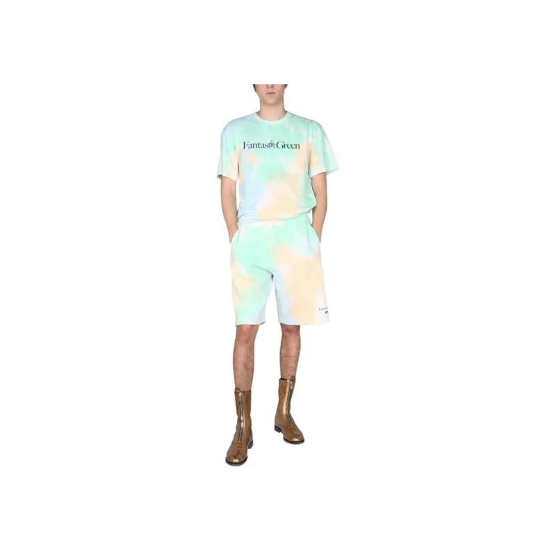 MSGM Fantastic Green Tie Dye Bermuda Shorts-2