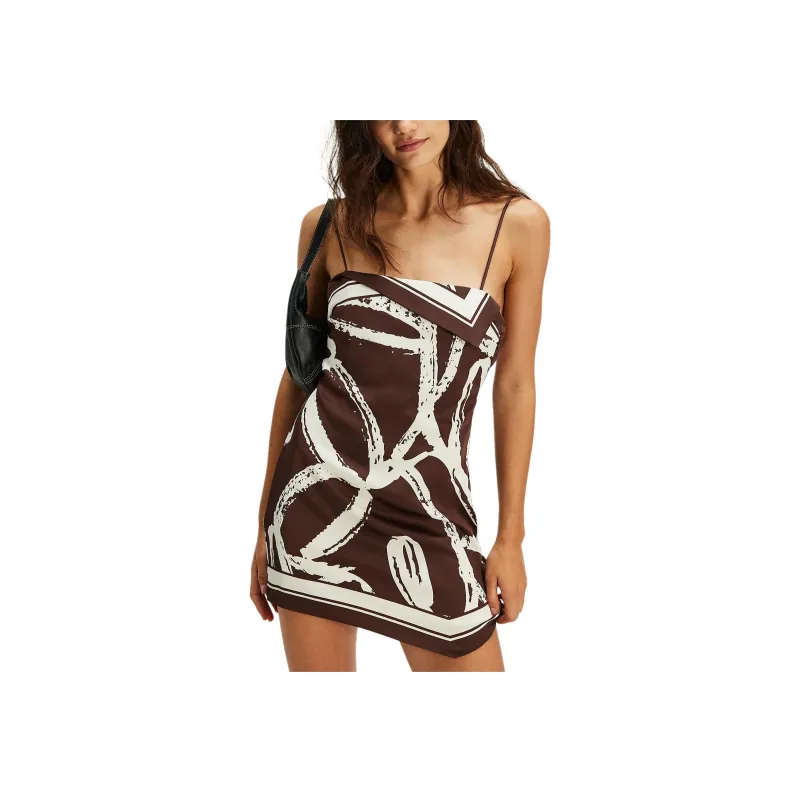 FREE PEOPLE SER.O.YA Leilani Satin Mini Dress Slip Dresses Women's Coconut Shell-0