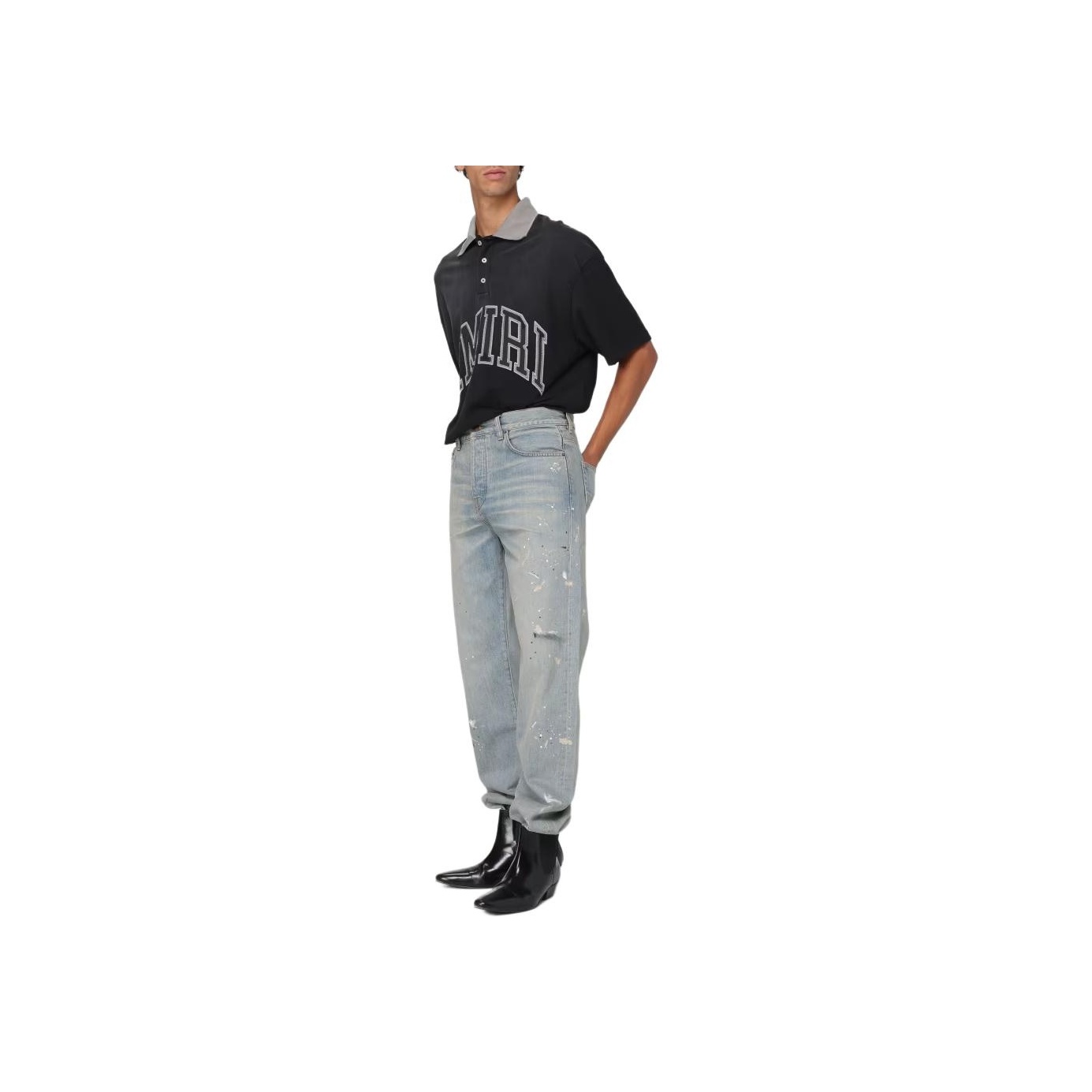 AMIRI Paint Splatter Printed Straight Leg Jeans - POIZON