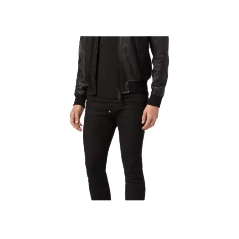 PHILIPP PLEIN FW23 Leather Bomber Philipp Plein Tm Jackets Coats Men's Black-4