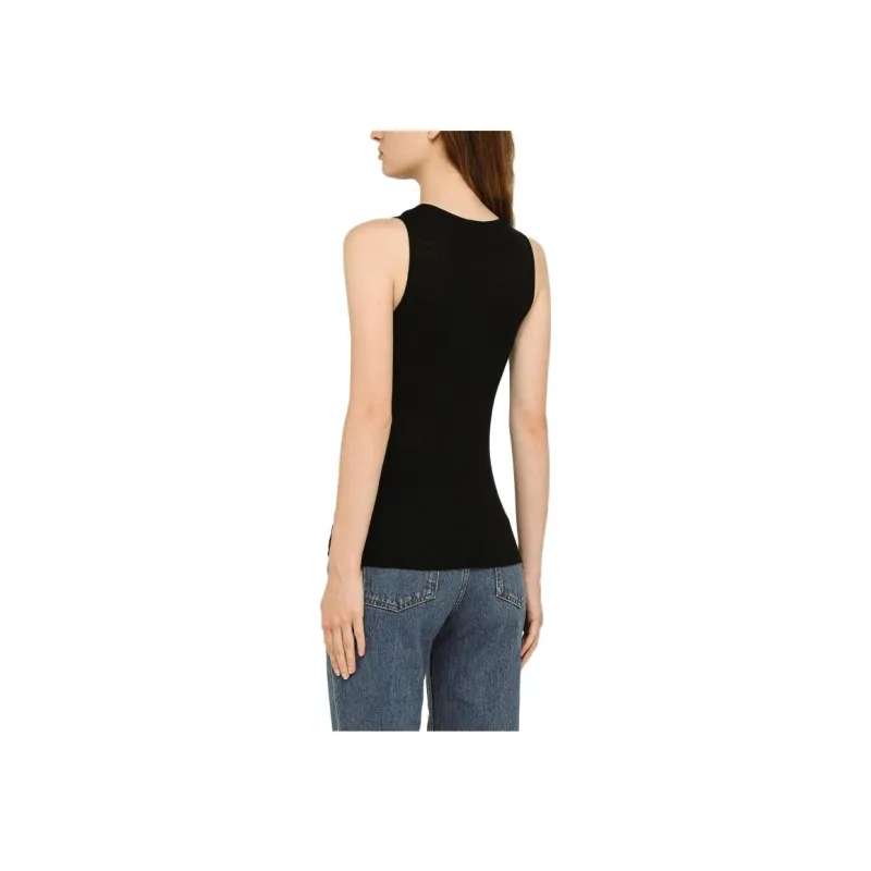SAINT LAURENT Logo embroidered Wool Tank Top-2