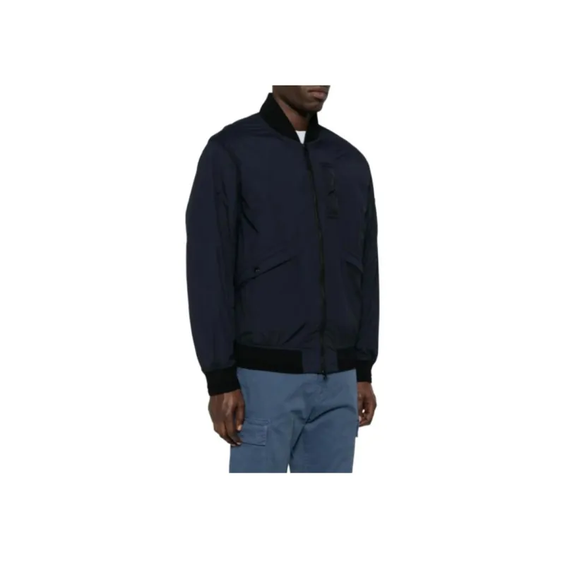 STONE ISLAND Logo Patch Zip Up Bomber Jacket-2