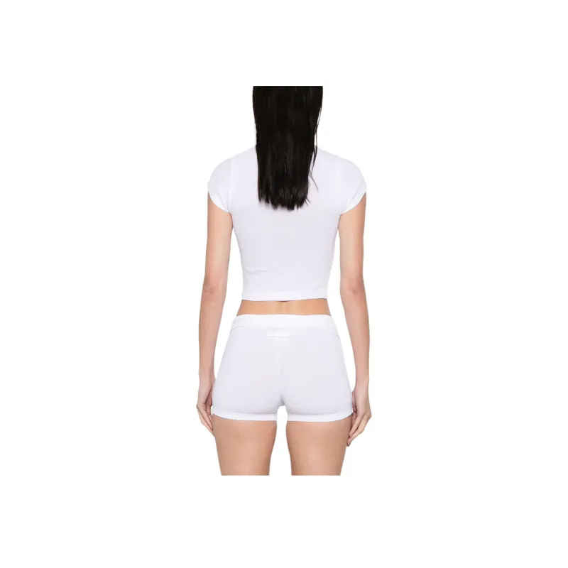 Jean Paul Gaultier Patch Crop Baby Tee 'White'-2