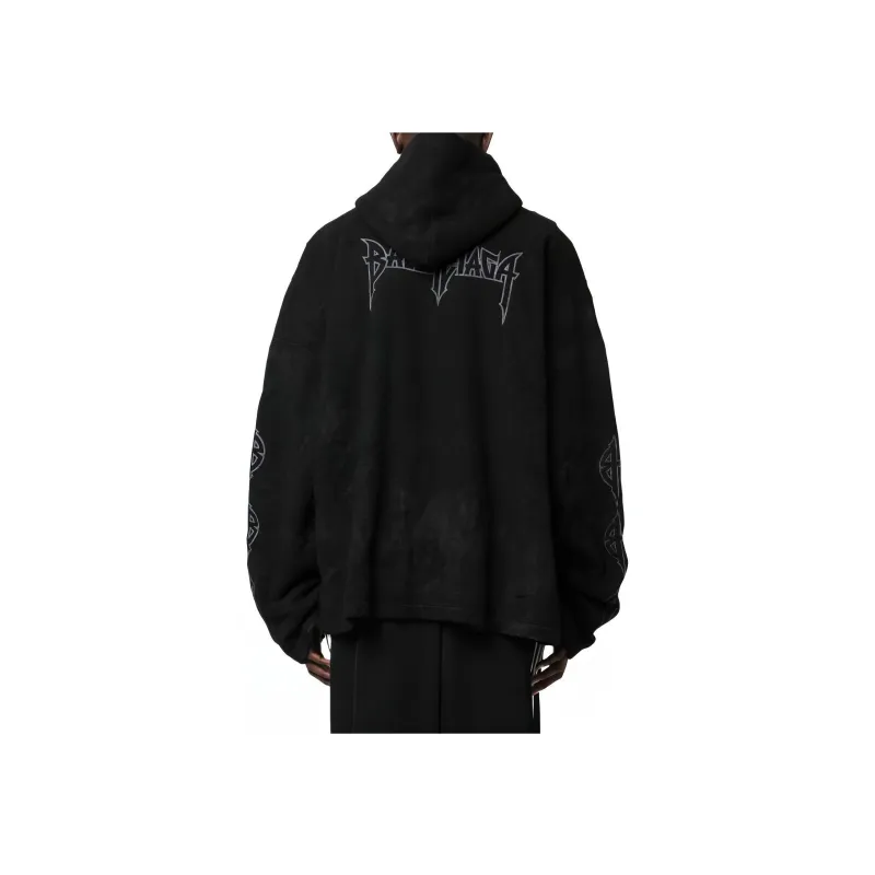 Balenciaga Paris Moon Crinkled Hoodie Large Fit-2
