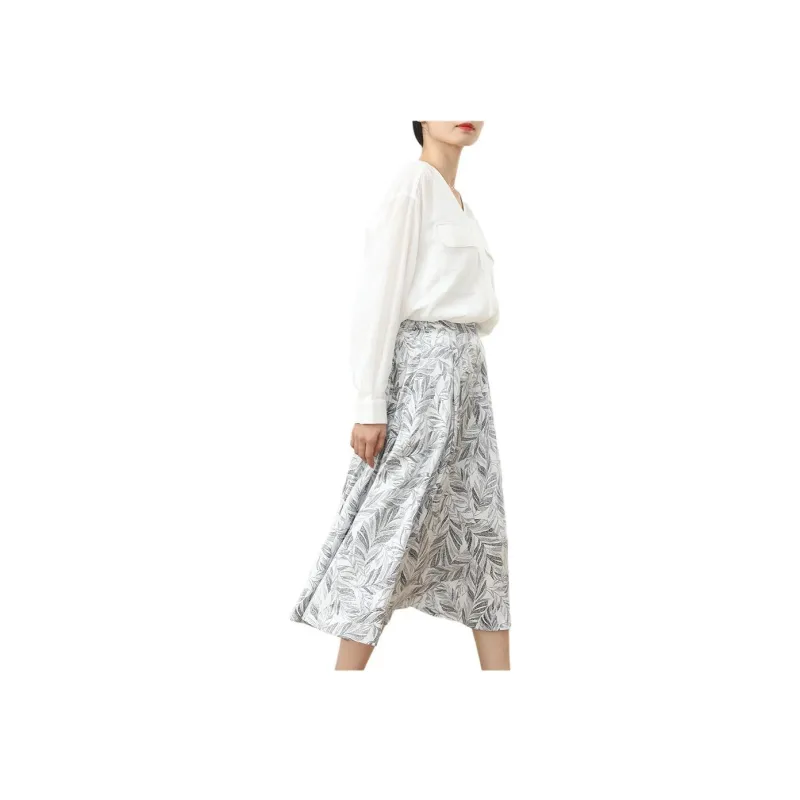No Restrictions Casual Long Skirts Women's Black And White Print-3